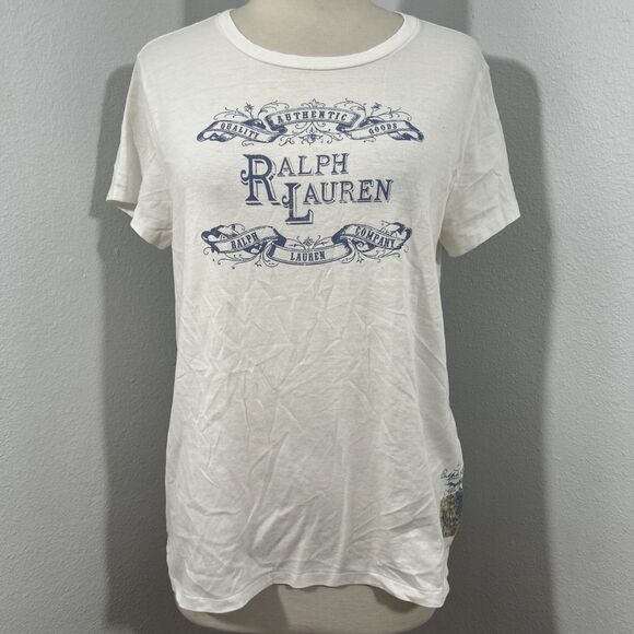 Ralph Lauren Sports T‎ Shirt Womens Large White Pullover - Picture 1 of 8